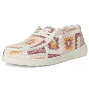 NIB Women’s Hey Dude Wendy Cottage Crochet Flower Loafer Petal Pink Size 7